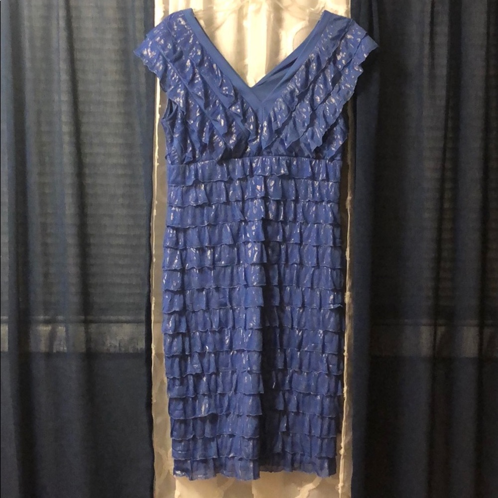 Frank Lyman shimmering blue dress